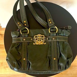 BNWOT Kathy Van Zeeland Forest Green shoulder bag. Rare Signature Gold emblem.